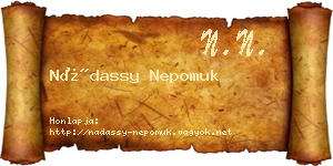 Nádassy Nepomuk névjegykártya
